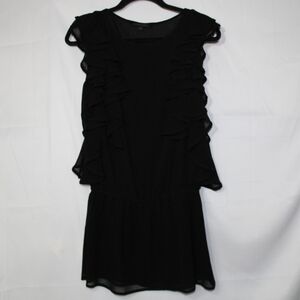 Black Label Ruffle Tunic Mini Dress Black Medium